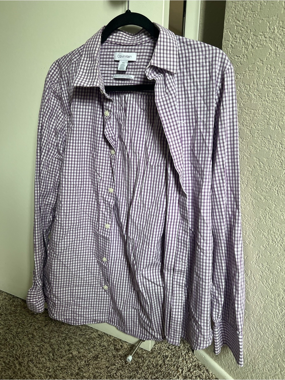 Calvin Klein Men's Lavender Gingham Button-Down Shirt